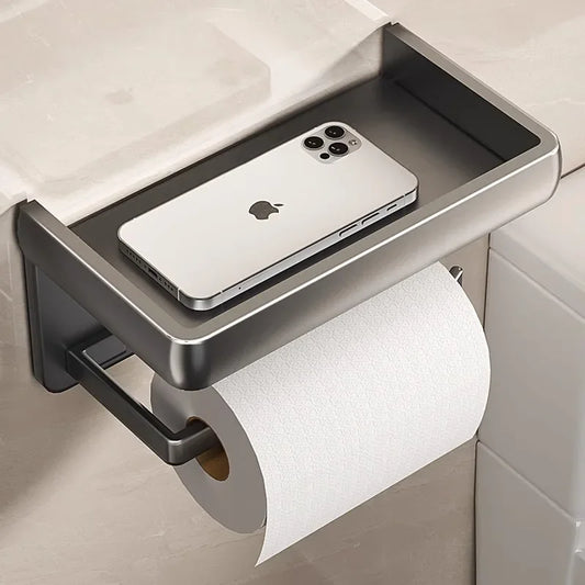 Porte-papier mural ToiletMate avec étagère téléphone en aluminium