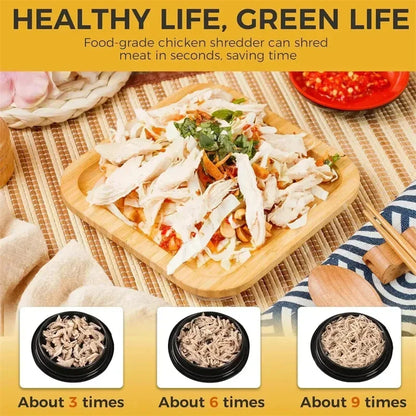 Assiette de poulet effiloché sur table, déchiqueteuse alimentaire, cuisine saine SkyGrip