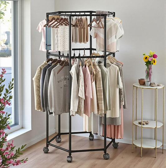 DryRoll™ – Portant à vêtements pliable sur roulettes pour séchage linge